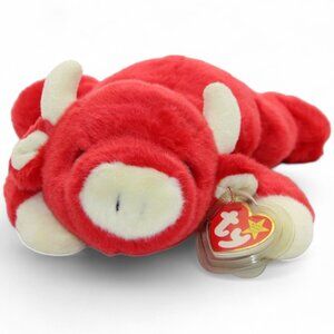 Ty Beanie Baby Snort The Bull Plush Red With Cream Horns & Hooves Retired Collec